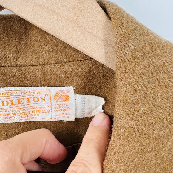 Vintage Pendleton 100% Wool Blazer Jacket Camel Lined USA Made Size 12 - Picture 4 of 8